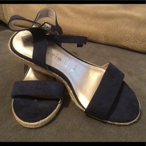 Navy wedge espadrilles